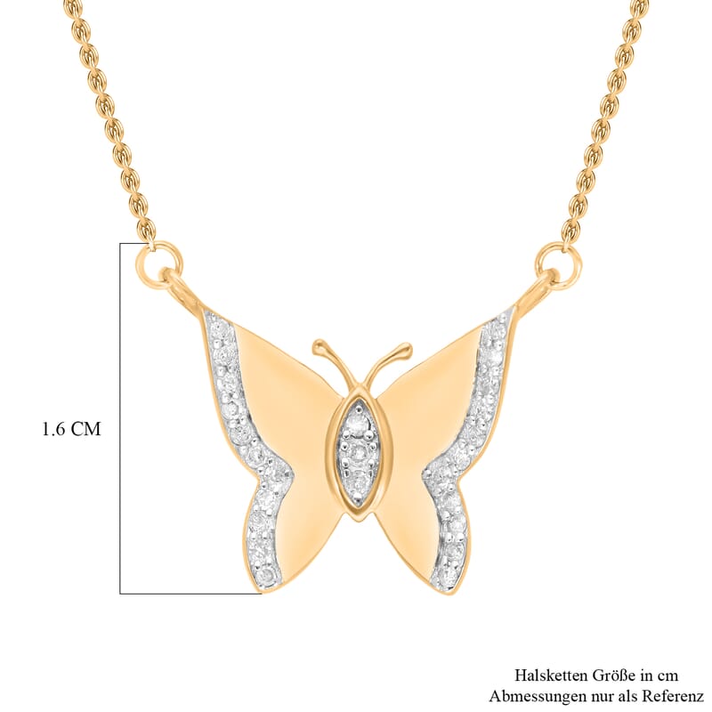 White Diamond 0.15 ctw Necklace in Vermeil Yellow Gold Over Sterling Silver 20 Inches