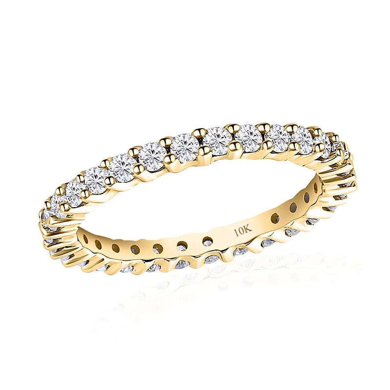 10K Yellow Gold Moissanite Eternity Band Ring (Size 10.0) 0.85 ctw