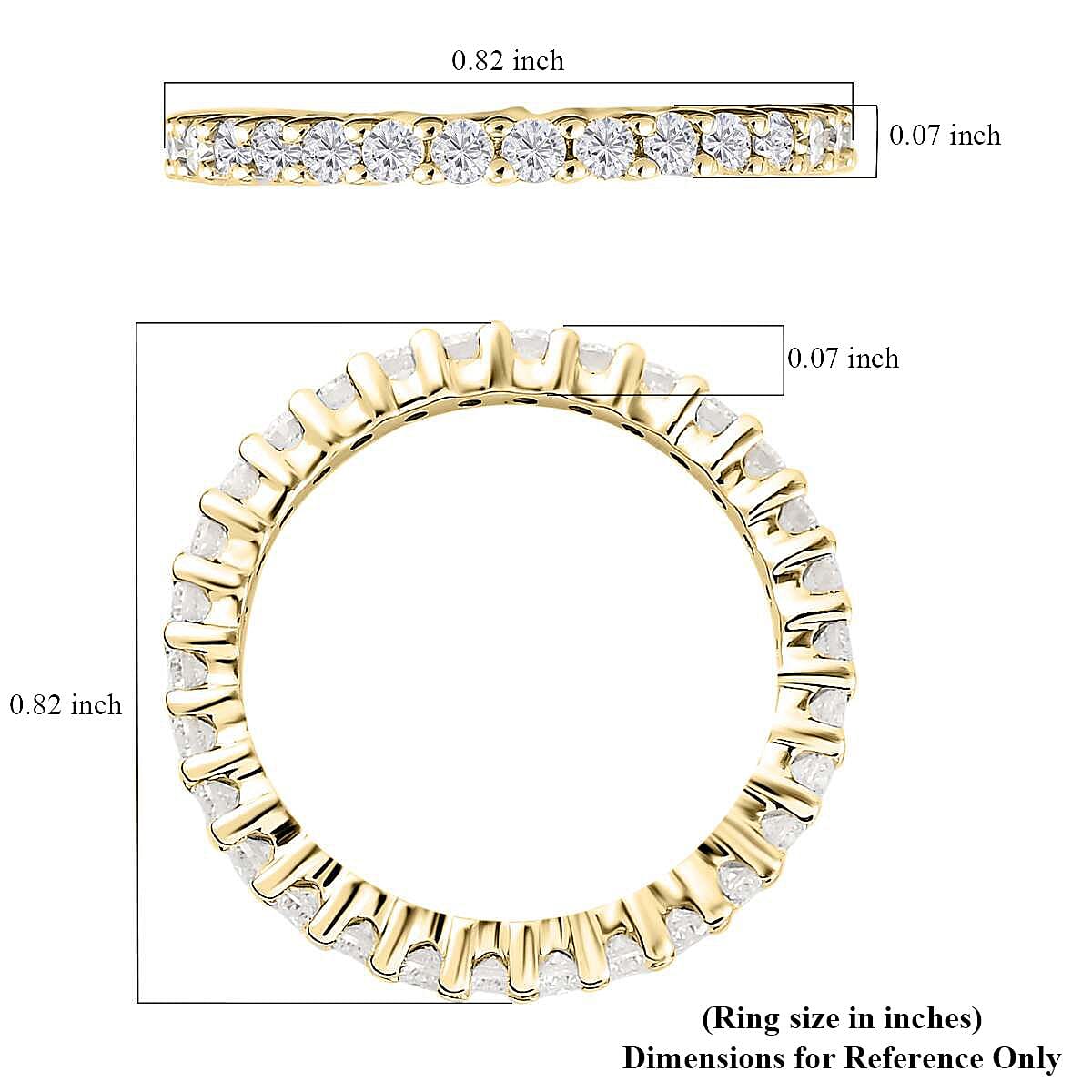 10K Yellow Gold Moissanite Eternity Band Ring (Size 10.0) 0.85 ctw