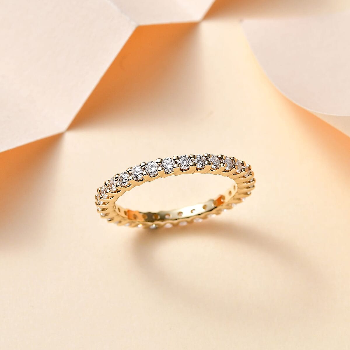 10K Yellow Gold Moissanite Eternity Band Ring (Size 8.0) 0.85 ctw image number 1