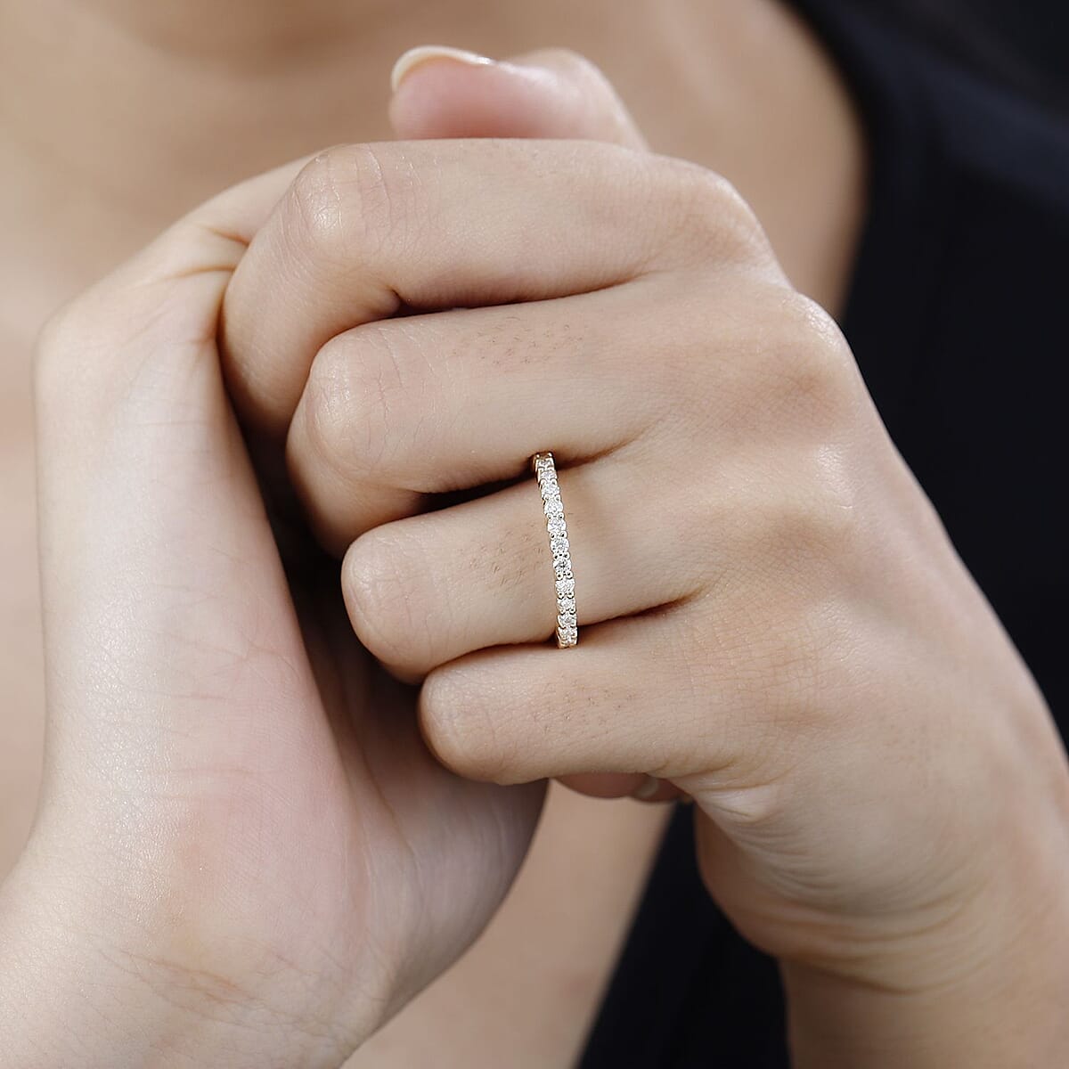 10K Yellow Gold Moissanite Eternity Band Ring (Size 8.0) 0.85 ctw image number 2