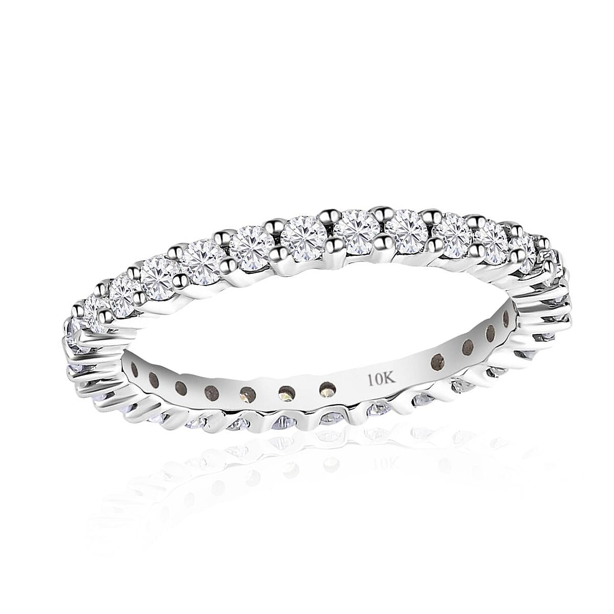 10K White Gold Moissanite Eternity Band Ring (Size 6.0) 0.85 ctw image number 0