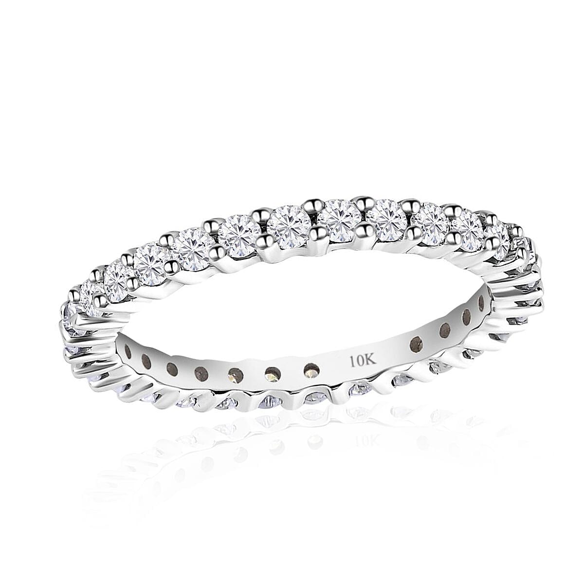 10K White Gold Moissanite Eternity Band Ring (Size 7.0) 0.85 ctw image number 0