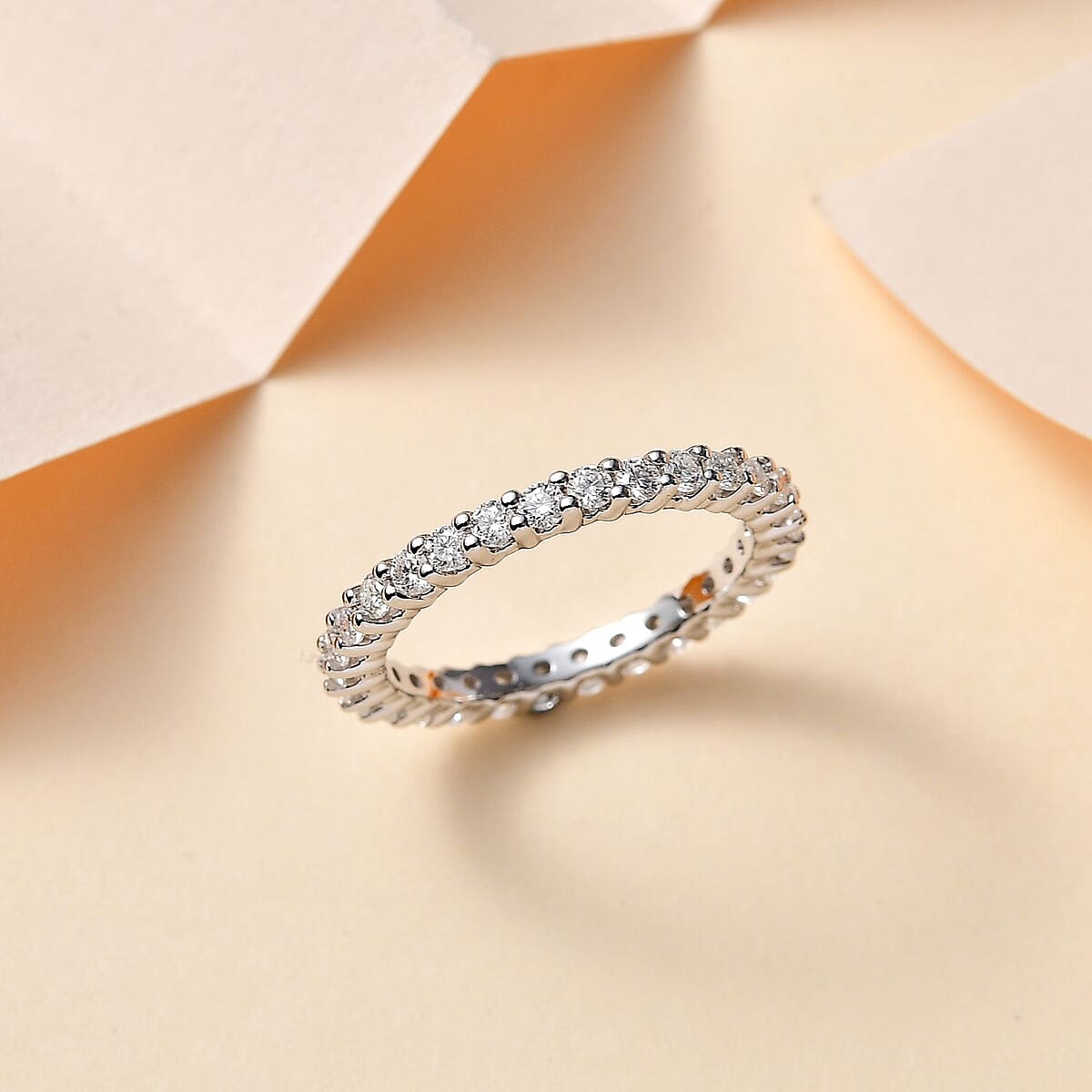 10K White Gold Moissanite Eternity Band Ring (Size 7.0) 0.85 ctw image number 1