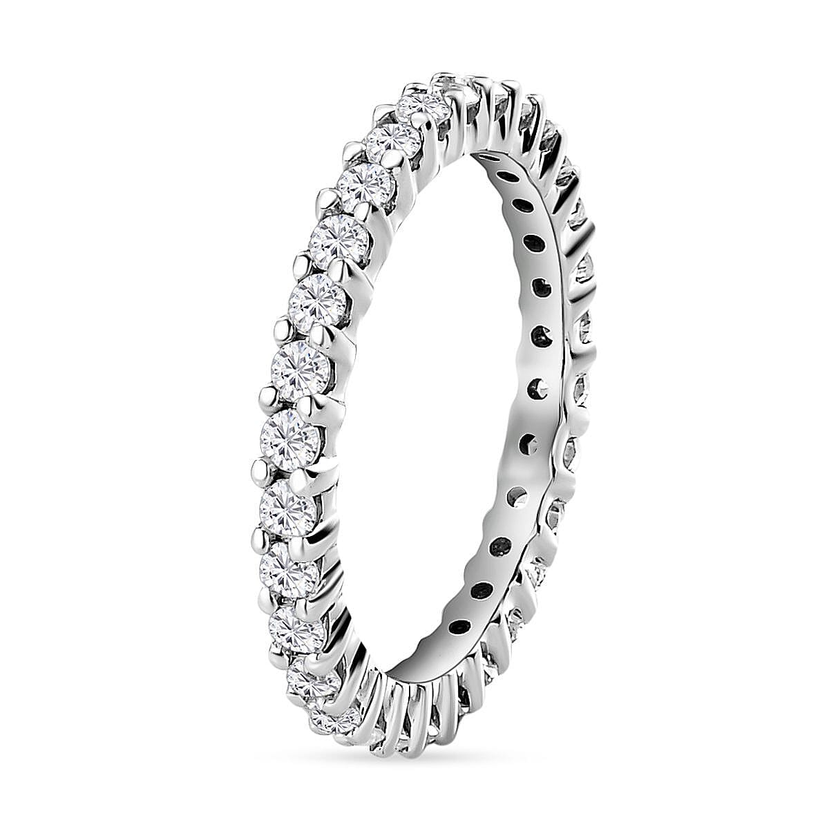 10K White Gold Moissanite Eternity Band Ring (Size 7.0) 0.85 ctw image number 3