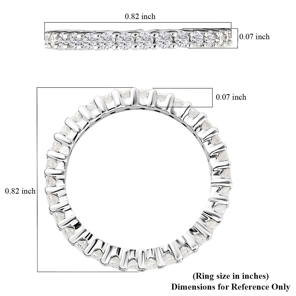 10K White Gold Moissanite Eternity Band Ring (Size 7.0) 0.85 ctw image number 5