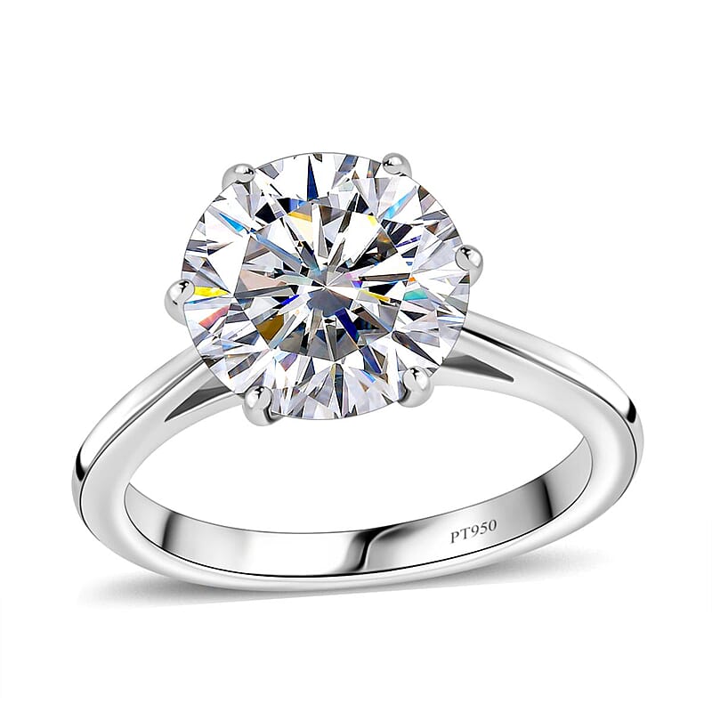 950 Platinum Moissanite Solitaire Ring (Size 10.0) 4.80 Grams 3.30 ctw