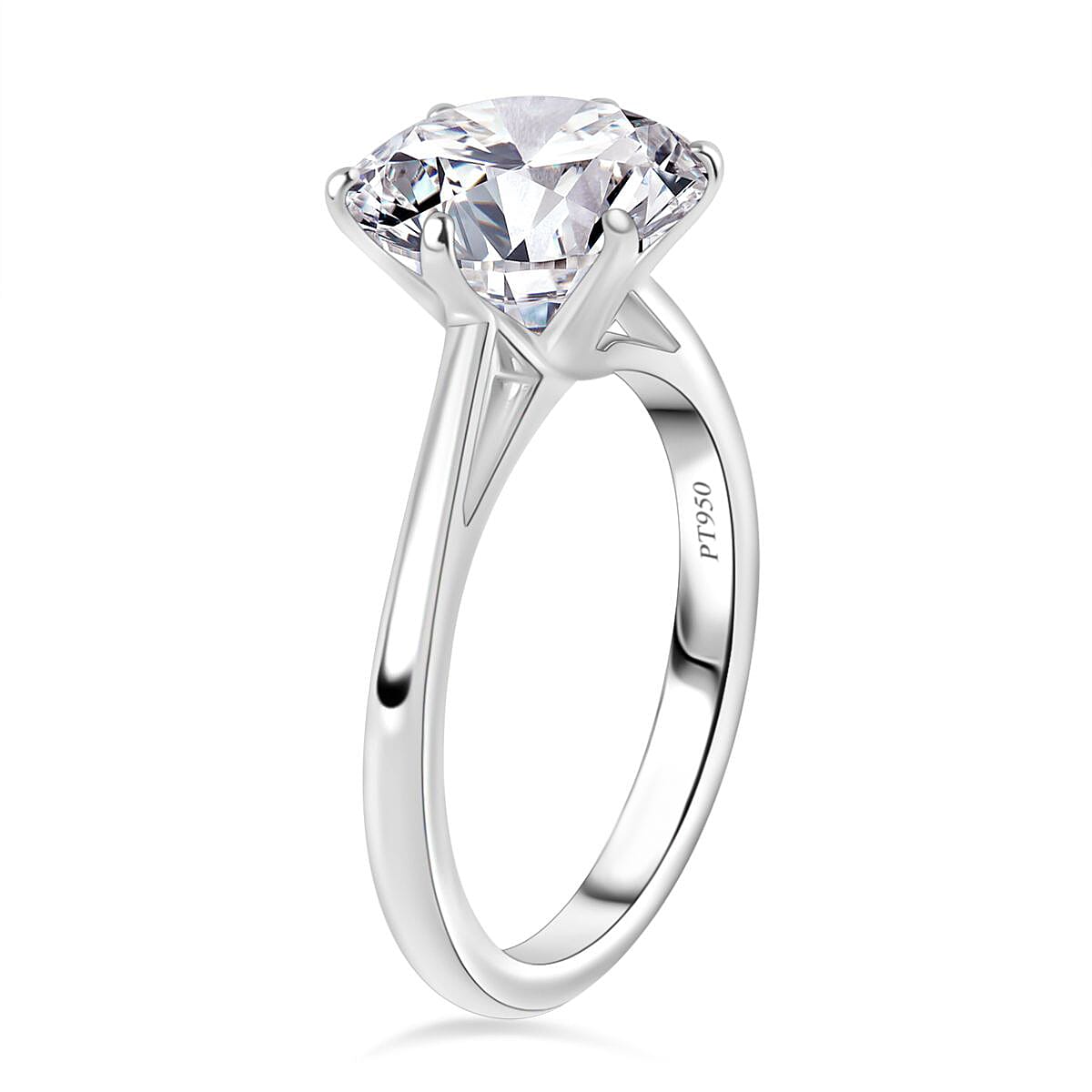 950 Platinum Moissanite Solitaire Ring (Size 10.0) 4.80 Grams 3.30 ctw