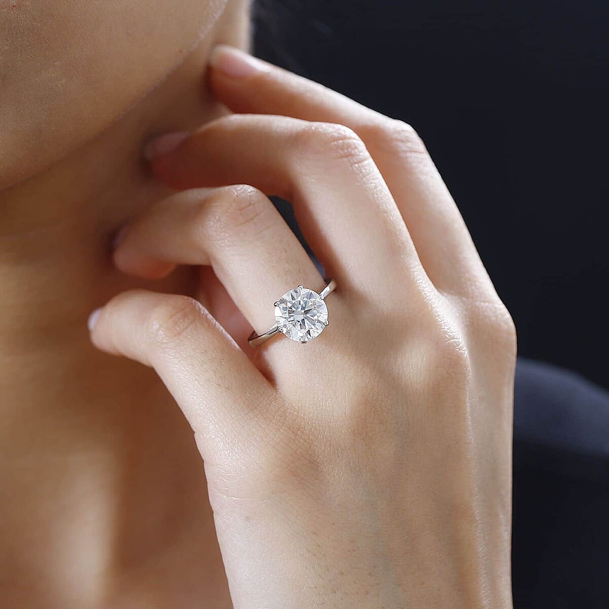 950 Platinum Moissanite Solitaire Ring (Size 11.5) (4.80 g) 3.30 ctw image number 2