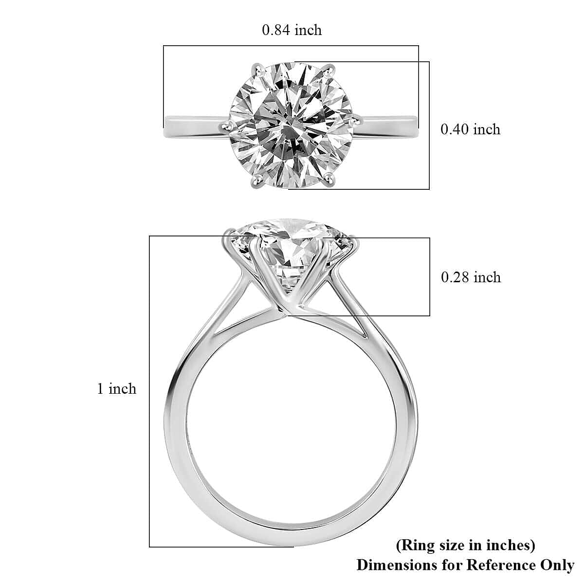 950 Platinum Moissanite Solitaire Ring (Size 11.5) (4.80 g) 3.30 ctw image number 5