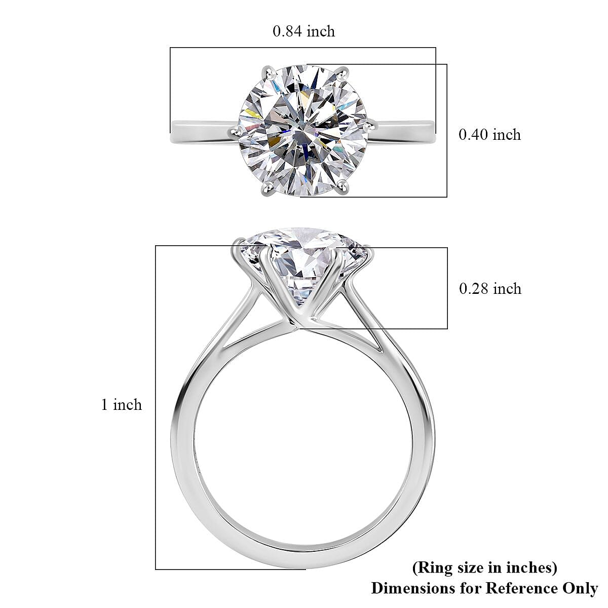 Moissanite 3.30 ctw Solitaire Ring in 950 Platinum (Size 9.0) 4.80 Grams image number 5