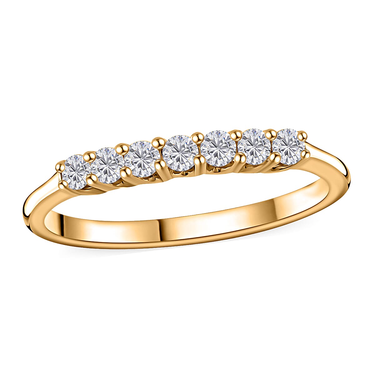 Luxoro 10K Yellow Gold Moissanite 7 Stone Ring (Size 7.0) 0.20 ctw image number 0