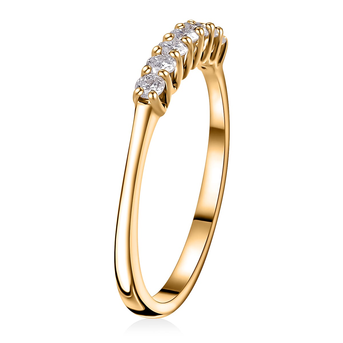 Luxoro 10K Yellow Gold Moissanite 7 Stone Ring (Size 7.0) 0.20 ctw image number 3