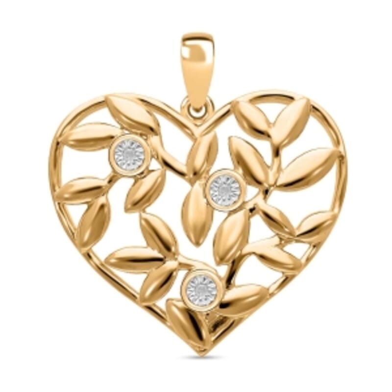White Diamond Pendant in 18K Vermeil Yellow Gold Over Sterling Silver