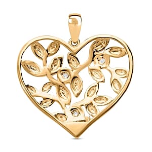 White Diamond Pendant in 18K Vermeil Yellow Gold Over Sterling Silver