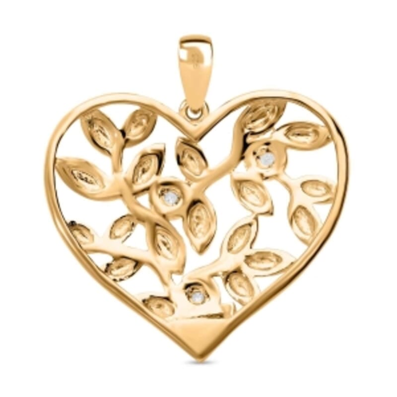 White Diamond Pendant in 18K Vermeil Yellow Gold Over Sterling Silver