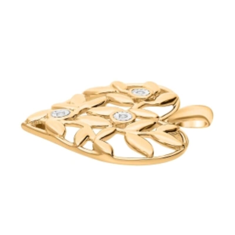 White Diamond Pendant in 18K Vermeil Yellow Gold Over Sterling Silver