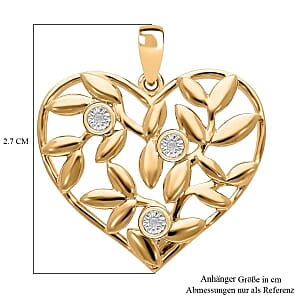 White Diamond Pendant in 18K Vermeil Yellow Gold Over Sterling Silver