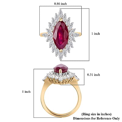 Luxoro Premium Niassa Ruby (FF) and Moissanite 5.85 ctw Ring in 10K Yellow Gold (Size 10.0)