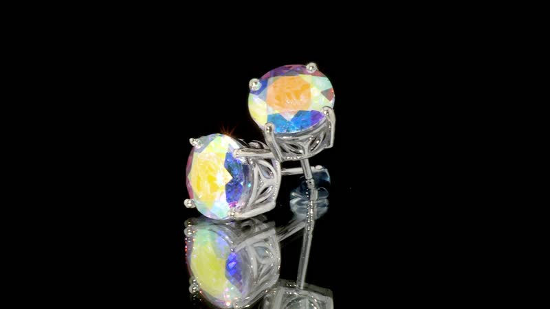 Mercury Mystic Topaz Solitaire Stud Earrings in Platinum Over Sterling Silver 6.35 ctw