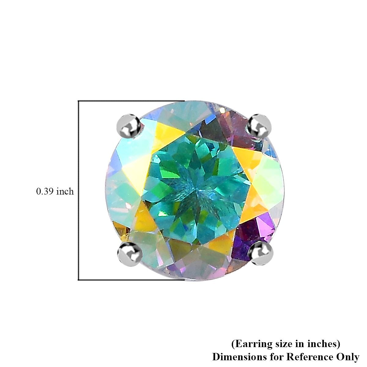 Mercury Mystic Topaz Solitaire Stud Earrings in Platinum Over Sterling Silver 6.35 ctw