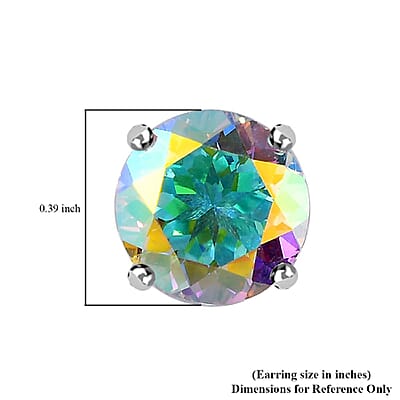 Mercury Mystic Topaz Solitaire Stud Earrings in Platinum Over Sterling Silver 6.35 ctw