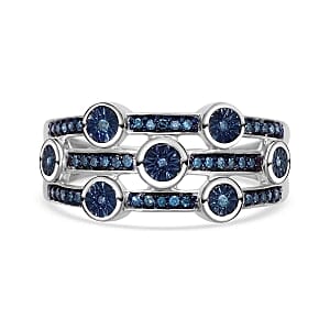 Blue Diamond 0.20 ctw Ring in Platinum Over Sterling Silver (Size 10)