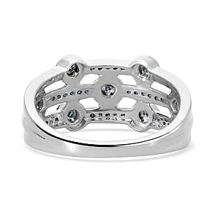 Blue Diamond 0.20 ctw Ring in Platinum Over Sterling Silver (Size 10)