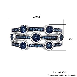 Blue Diamond 0.20 ctw Ring in Platinum Over Sterling Silver (Size 10)