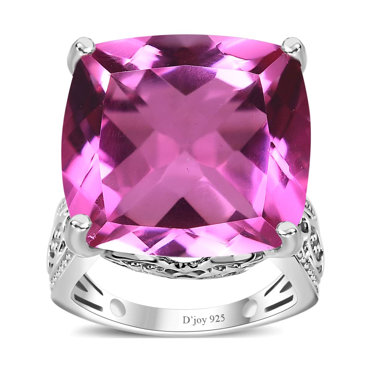 Radiant Orchid Quartz (Triplet) Solitaire Ring in Platinum Over Sterling Silver (Size 10.0) 22.75 ctw image number 0