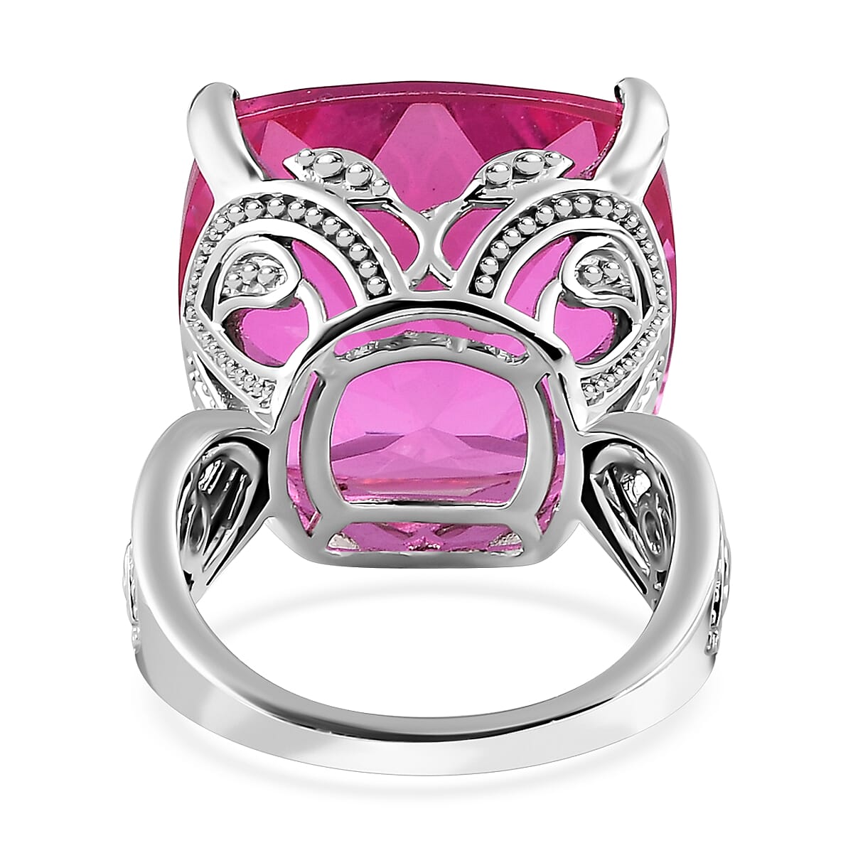 Radiant Orchid Quartz (Triplet) Solitaire Ring in Platinum Over Sterling Silver (Size 10.0) 22.75 ctw