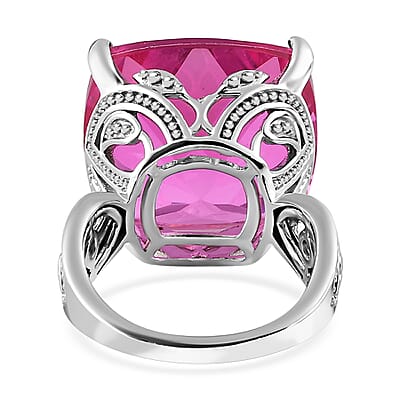 Radiant Orchid Quartz (Triplet) Solitaire Ring in Platinum Over Sterling Silver (Size 10.0) 22.75 ctw