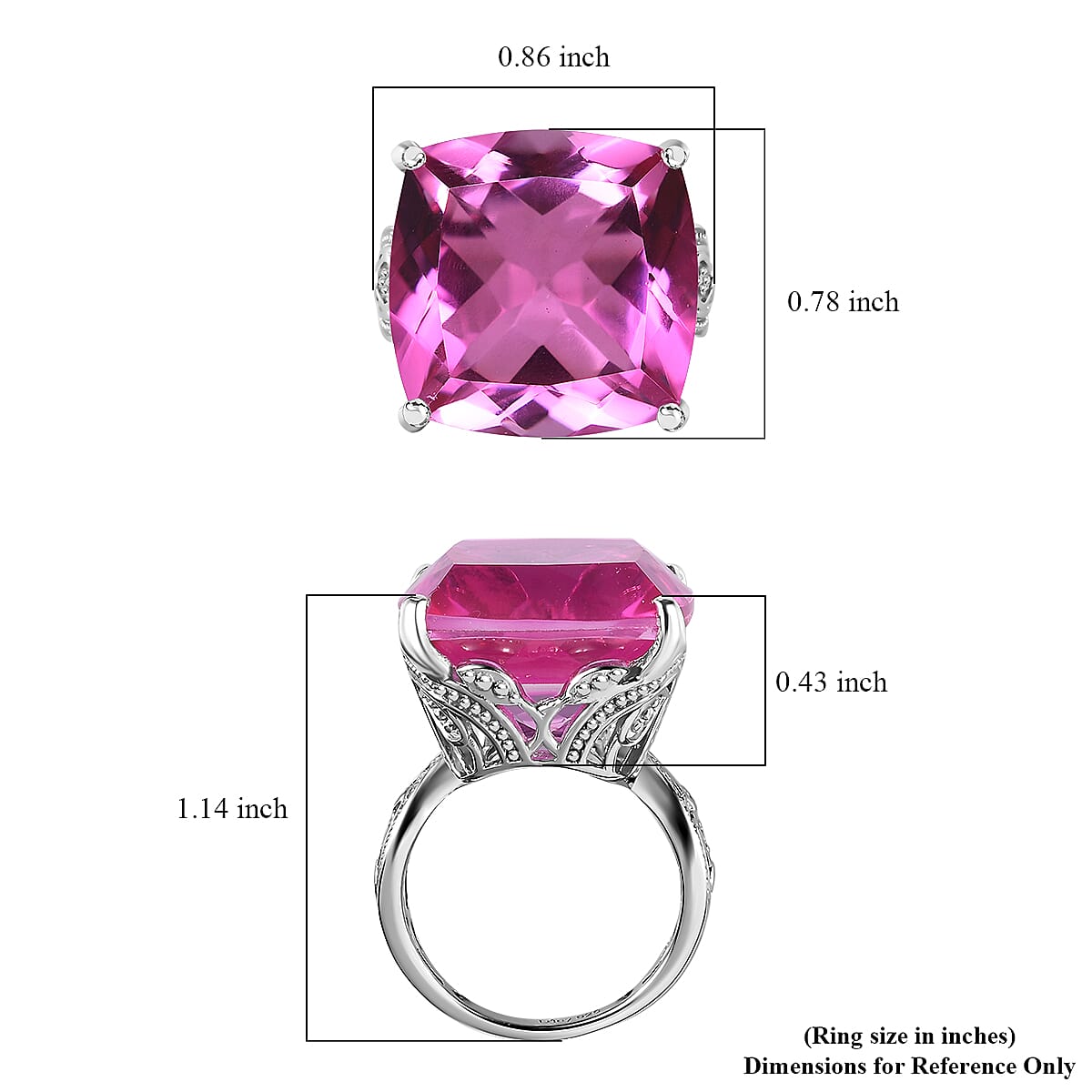 Radiant Orchid Quartz (Triplet) Solitaire Ring in Platinum Over Sterling Silver (Size 10.0) 22.75 ctw