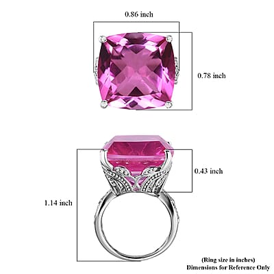 Radiant Orchid Quartz (Triplet) Solitaire Ring in Platinum Over Sterling Silver (Size 10.0) 22.75 ctw