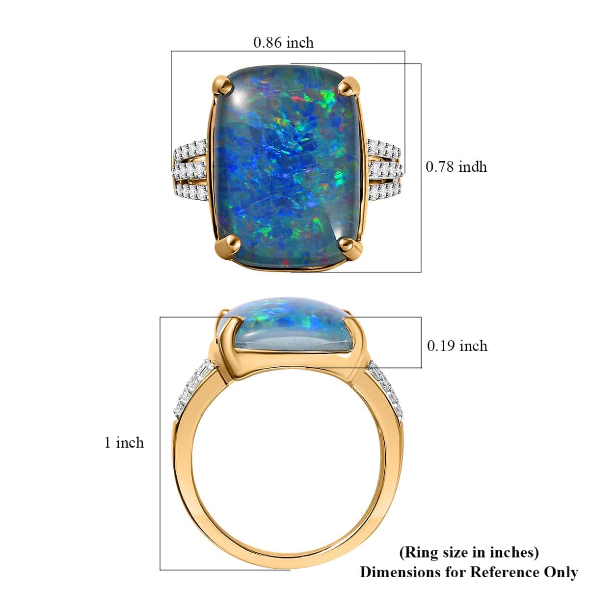 Luxoro Premium Boulder Opal (Triplet) and Moissanite 9.75 ctw Ring in 10K Yellow Gold (Size 10.0) image number 6