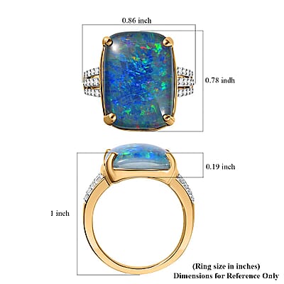 Luxoro Premium Boulder Opal (Triplet) and Moissanite 9.75 ctw Ring in 10K Yellow Gold (Size 10.0)