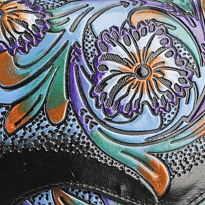 Sukriti Black Genuine Leather Hand Painted & Leather Distressed Crossbody Bag 