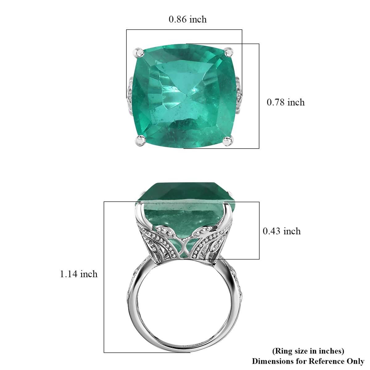 Emeraldine Quartz (Triplet) Solitaire Ring in Platinum Over Sterling Silver (Size 10.0) 24.25 ctw image number 5