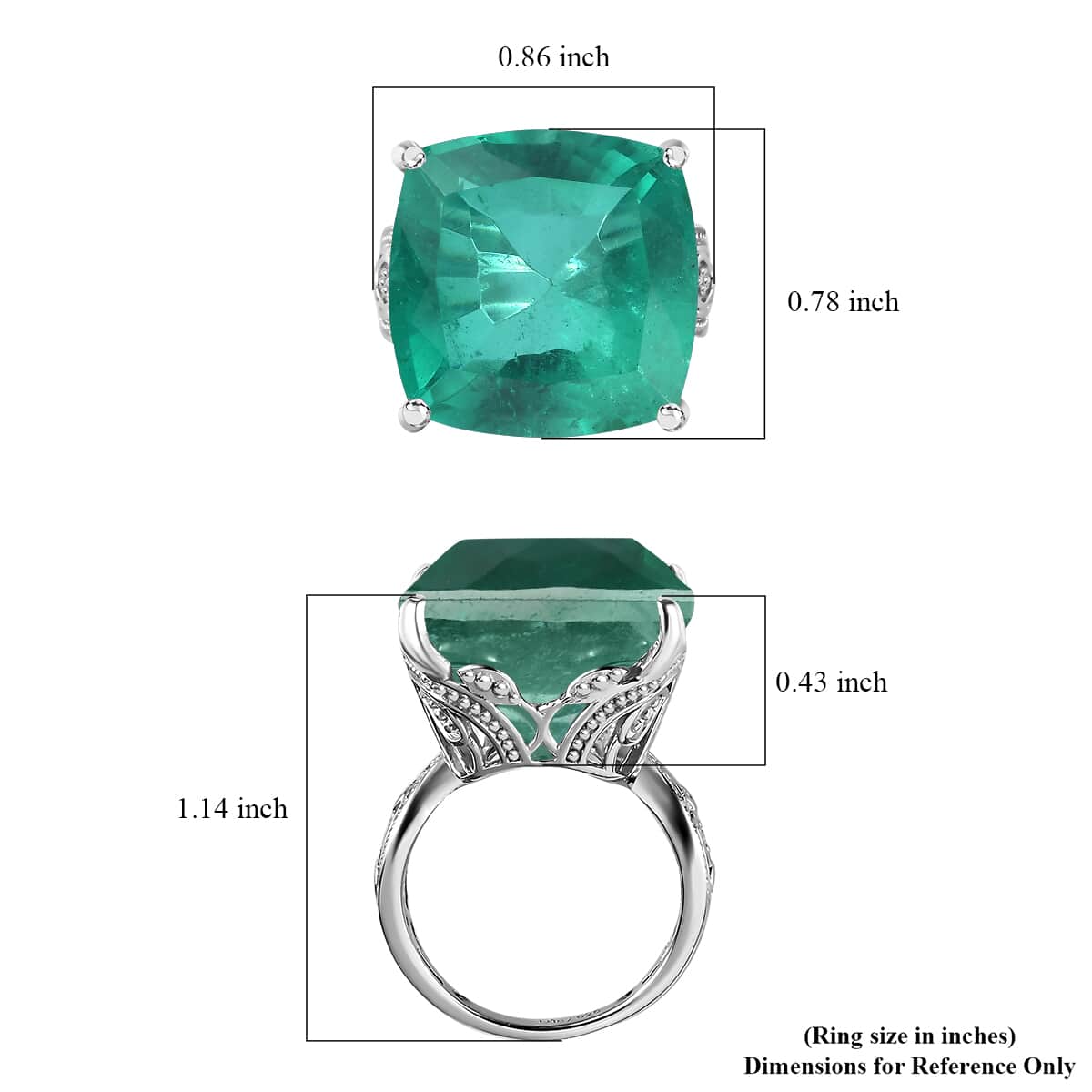 Emeraldine Quartz (Triplet) Solitaire Ring in Platinum Over Sterling Silver (Size 6.0) 24.25 ctw image number 5