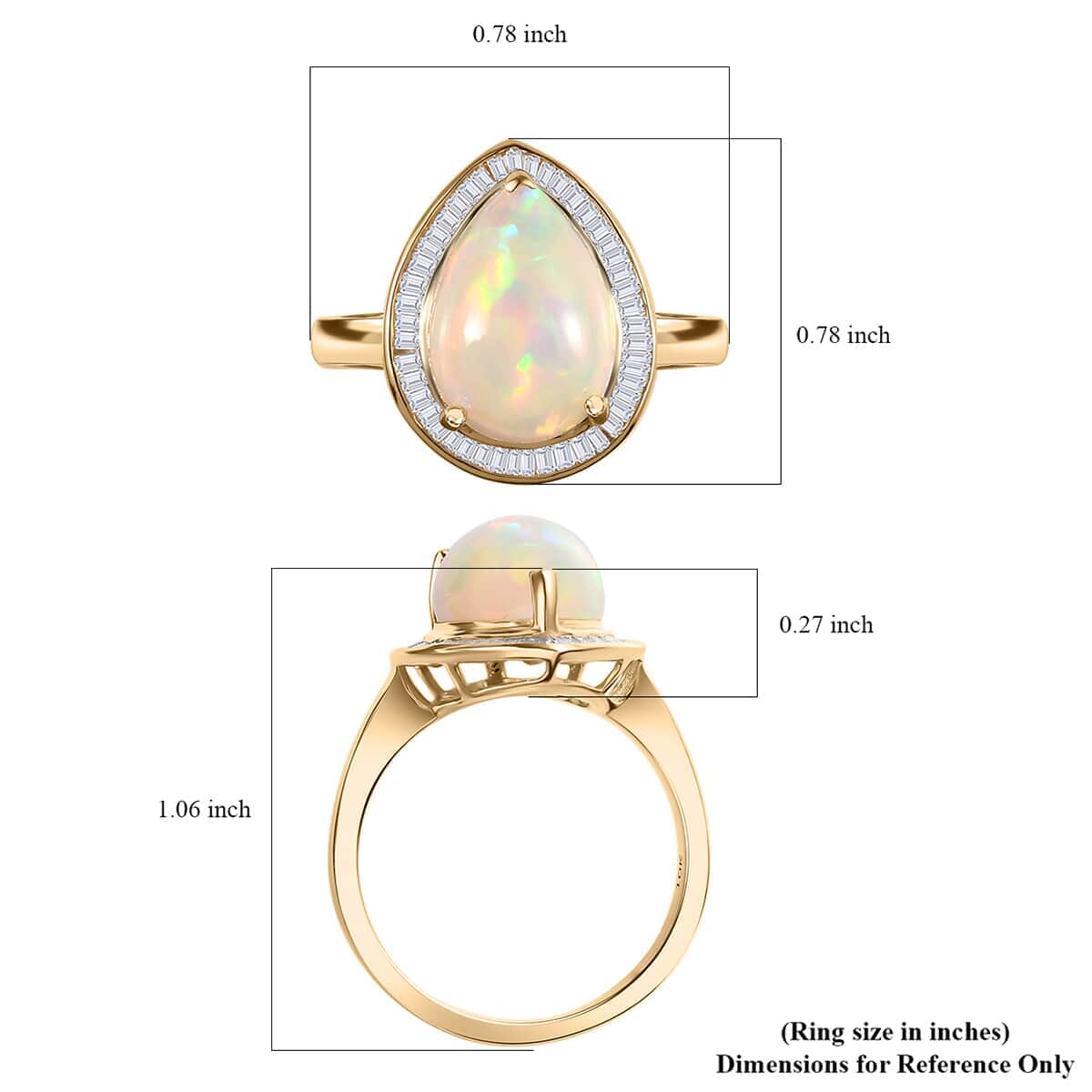 Luxoro AAA Ethiopian Welo Opal and Diamond 4.40 ctw Ring in 10K Yellow Gold (Size 10.0) image number 5