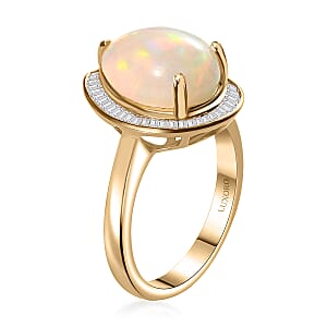 Luxoro AAA Ethiopian Welo Opal and Diamond 4.40 ctw Ring in 10K Yellow Gold (Size 9.0)