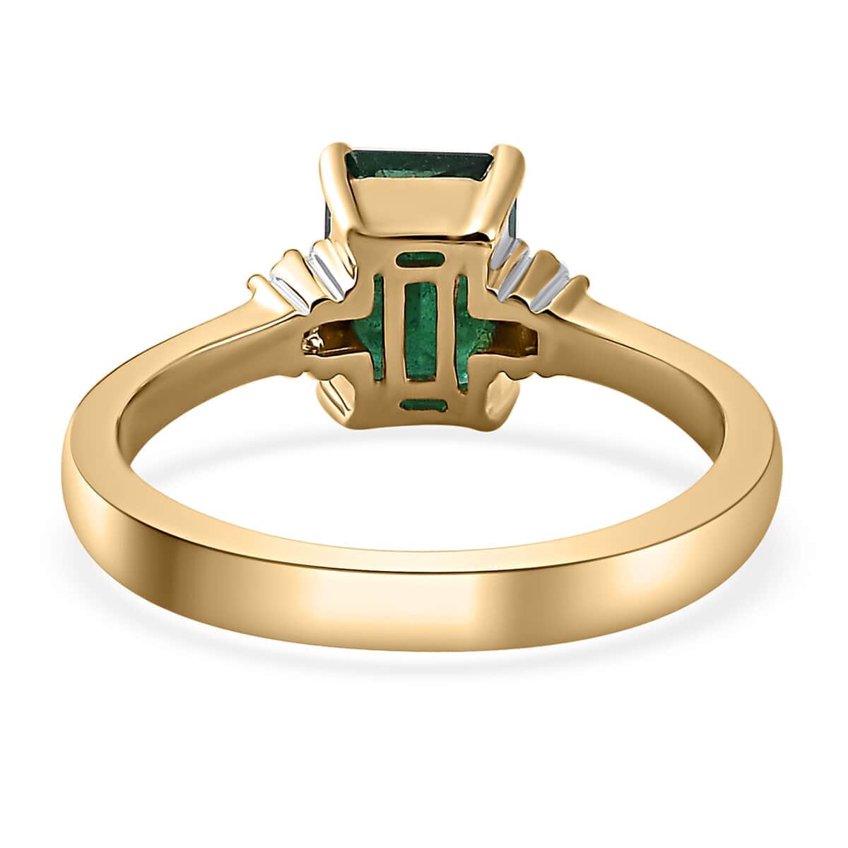 Luxoro 10K Yellow Gold AAA Emerald and G-H I3 Diamond Ring (Size 10.0) 1.75 ctw image number 4