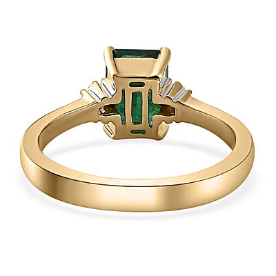 Luxoro 10K Yellow Gold AAA Emerald and G-H I3 Diamond Ring (Size 10.0) 1.75 ctw