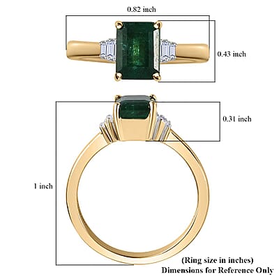 Luxoro 10K Yellow Gold AAA Emerald and G-H I3 Diamond Ring (Size 10.0) 1.75 ctw