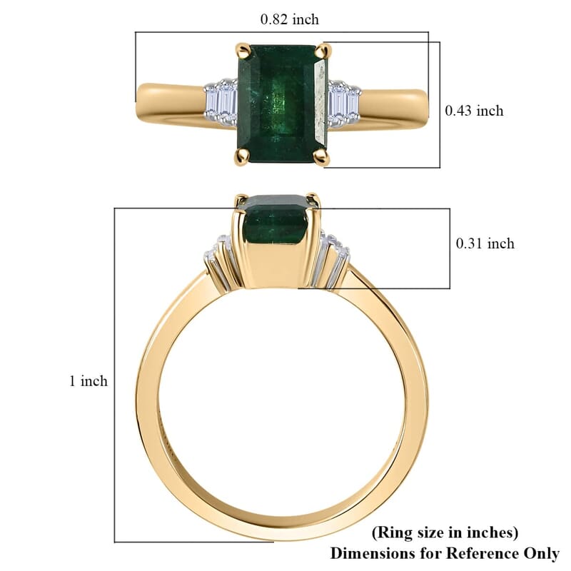 Luxoro 10K Yellow Gold AAA Emerald and G-H I3 Diamond Ring (Size 10.0) 1.75 ctw
