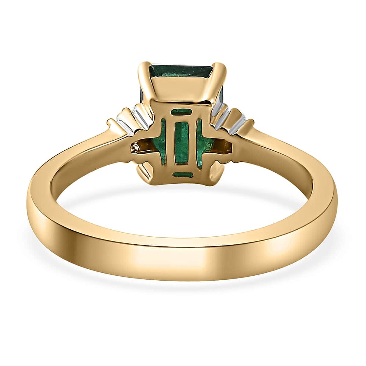 Luxoro 10K Yellow Gold AAA Emerald and G-H I3 Diamond Ring (Size 12.0) 1.75 ctw image number 4