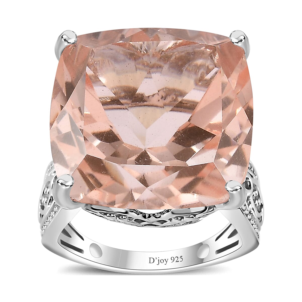 Morganique Quartz (Triplet) Solitaire Ring in Platinum Over Sterling Silver (Size 6.0) 26.90 ctw