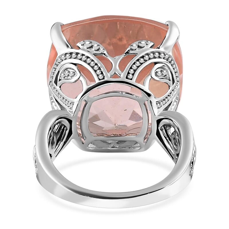 Morganique Quartz (Triplet) Solitaire Ring in Platinum Over Sterling Silver (Size 6.0) 26.90 ctw