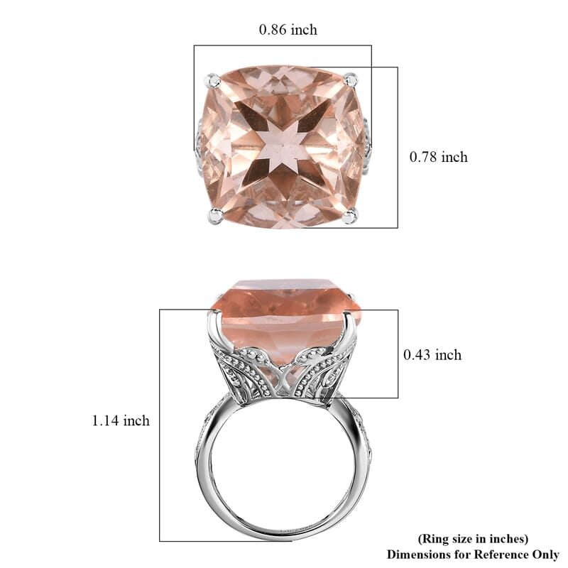 Morganique Quartz (Triplet) Solitaire Ring in Platinum Over Sterling Silver (Size 6.0) 26.90 ctw