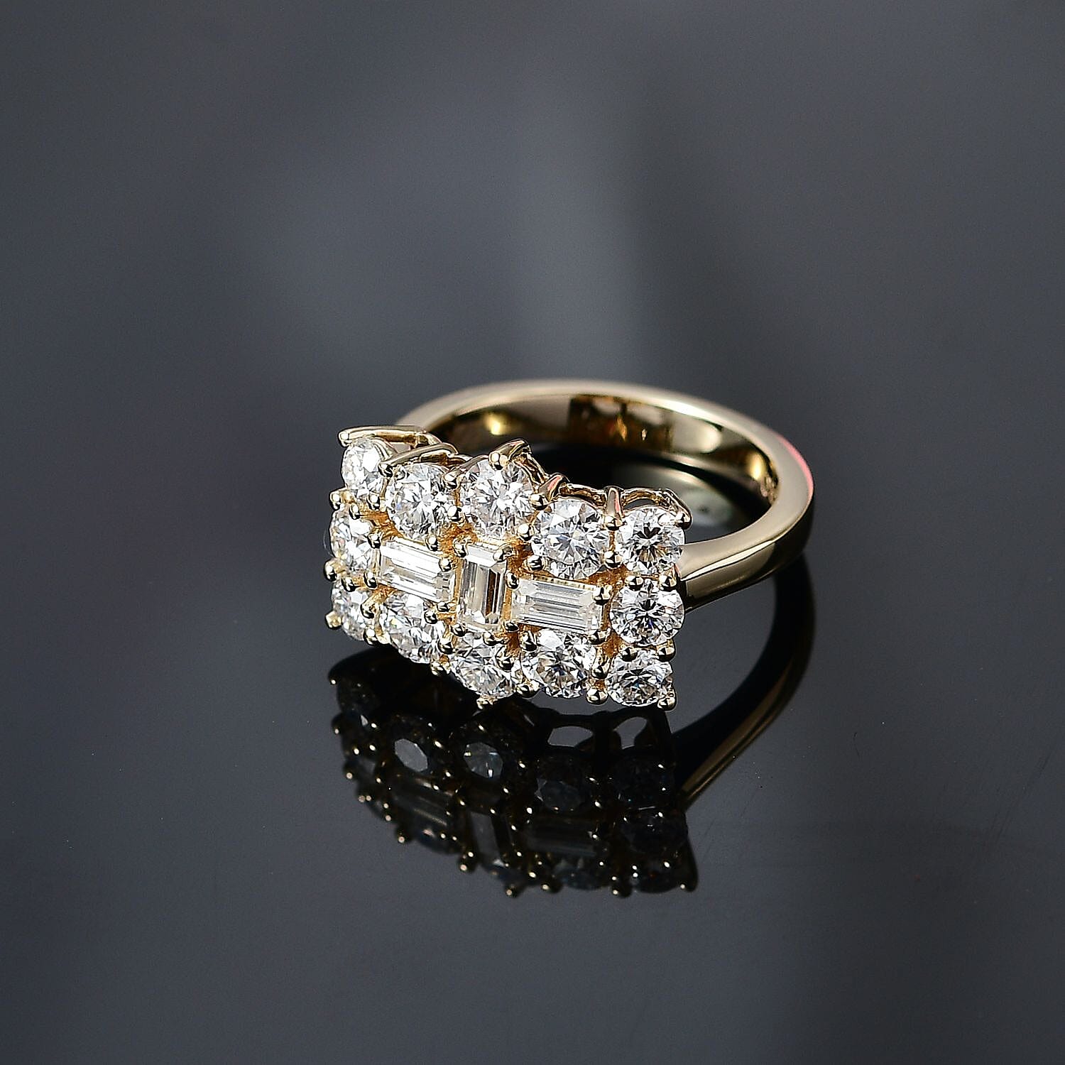 Luxoro 10K Yellow Gold Moissanite Boat Ring (Size 10.0) 4.50 Grams 1.90 ctw